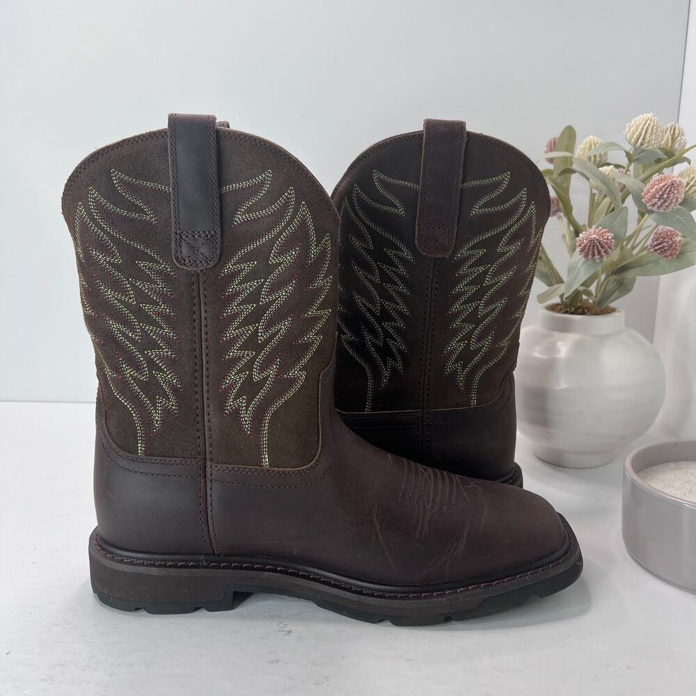 Ariat Groundbreaker Wide Square Toe Work Boots Mid Calf Brown Mens Size 7EE NEW - Picture 5 of 9